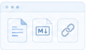 Окно с файлом, Markdown и ссылкой